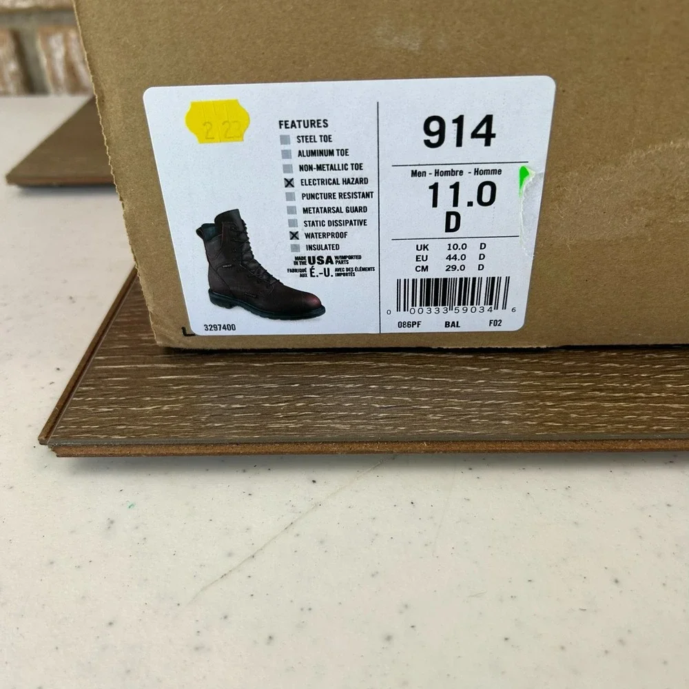 RedWing 914 SuperSole 2.0 8in Work Boots Mens 11D Brown Goretex Lace Up USA NEW